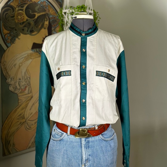 Spindle River Classics Western Button Down Color Blocking Rodeo Dress Shirt NWT - Picture 3 of 8